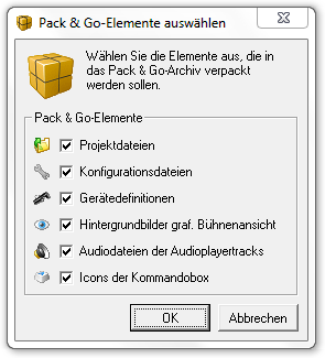 Abbildung 1:Das "Pack And Go"-Konfigurationsfenster