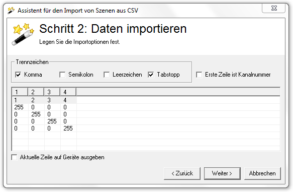 Abbildung 13:Import aus CSV: Schritt 2 ohne Fehler