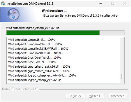 Abbildung 11:Installationsfortschritt
